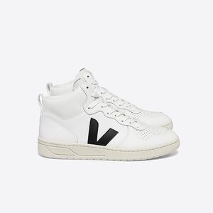 Veja Men's V-15 White and Black High-Top Sneakers